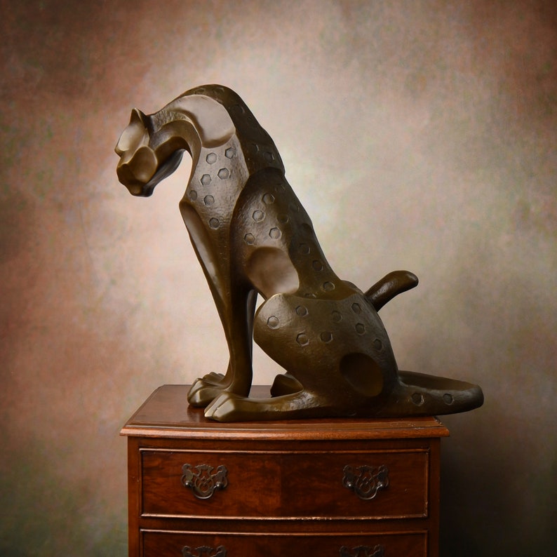 Limited Bronze Large Cougar Bronze Sculpture, Modernist Panther Figurine, Home and Office Decor, Gift Idea image 3