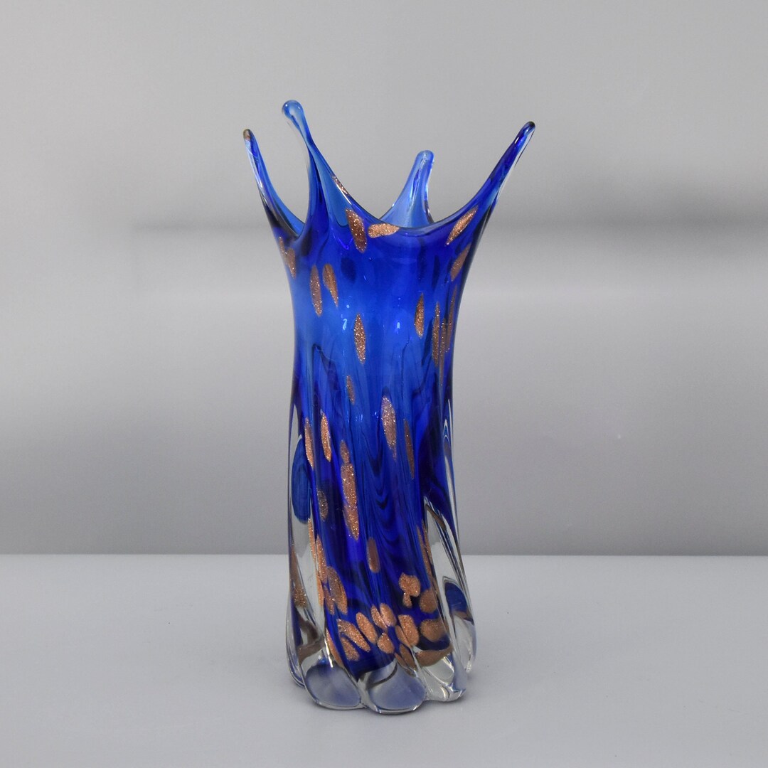Blue Vase Flower Pot in Murano Style Hand Made Etsy