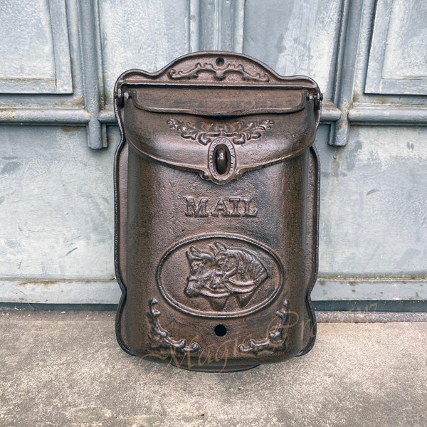 vintage mailbox, retro mailbox with horse, antique home decor,