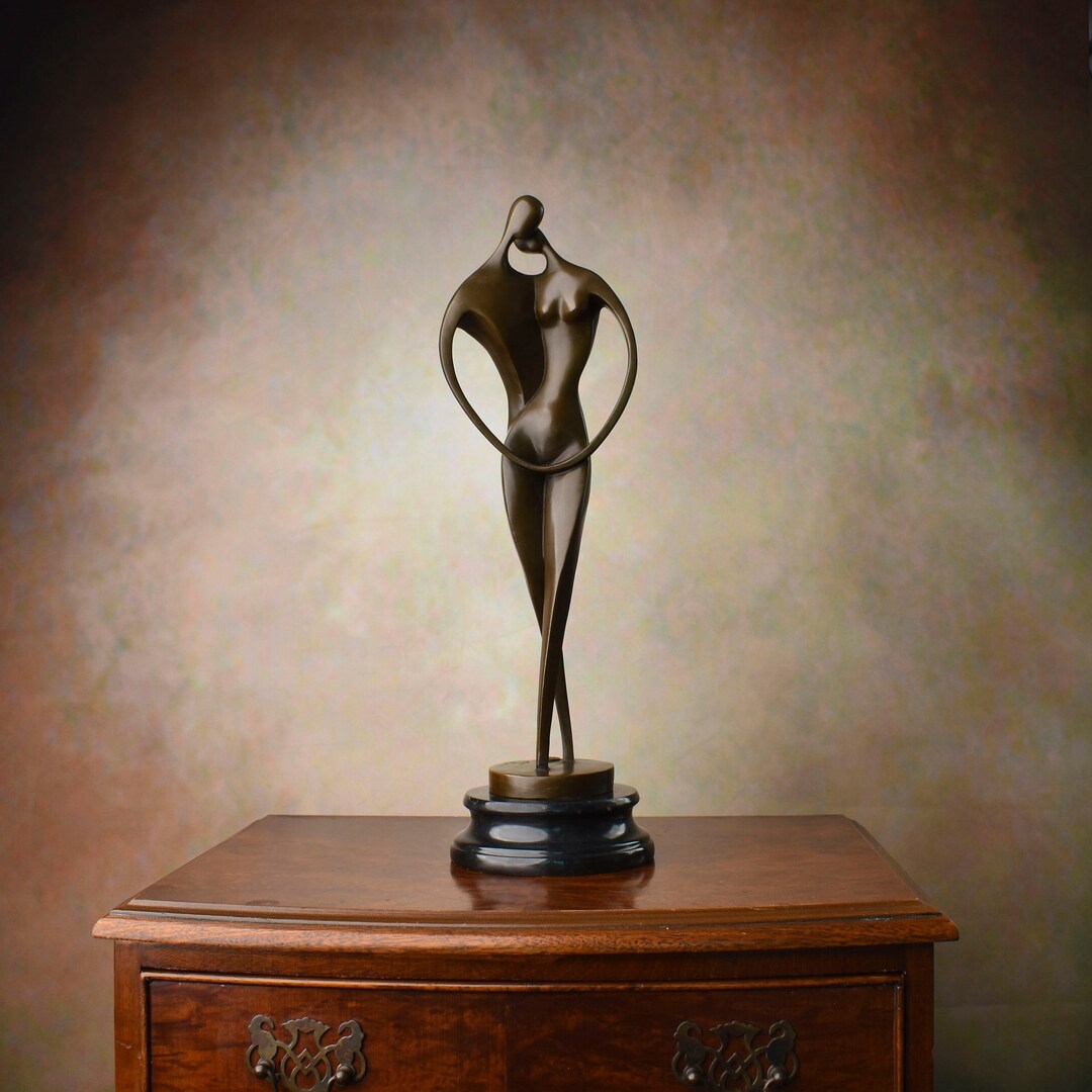 Limited Bronze Man and Woman Bronze Sculpture on Marble Base, Anniversary Present, Wedding Gift
