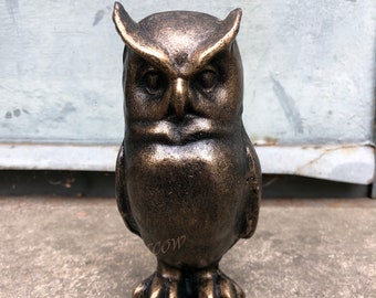 Owl Sculpture, Cast Iron Figurine, Wisdom Symbol, Vintage Statue, Gift Idea