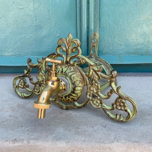 Cast Iron Wall Spout With Brass Tap and Garden Hose Holder, Vintage Home  and Garden Decor -  Canada