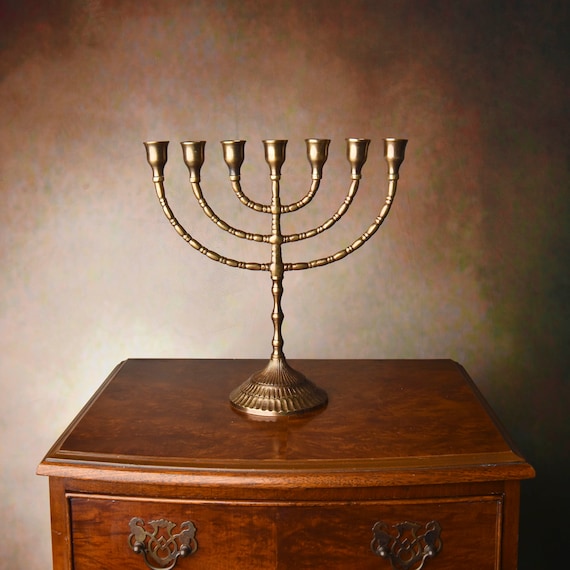  Gold Jerusalem Menorah, Decorative Judaica Candle