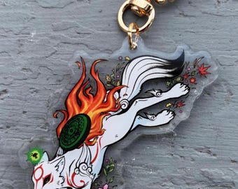 Amaterasu Okami Keychain: Double-Sided Acrylic Charm