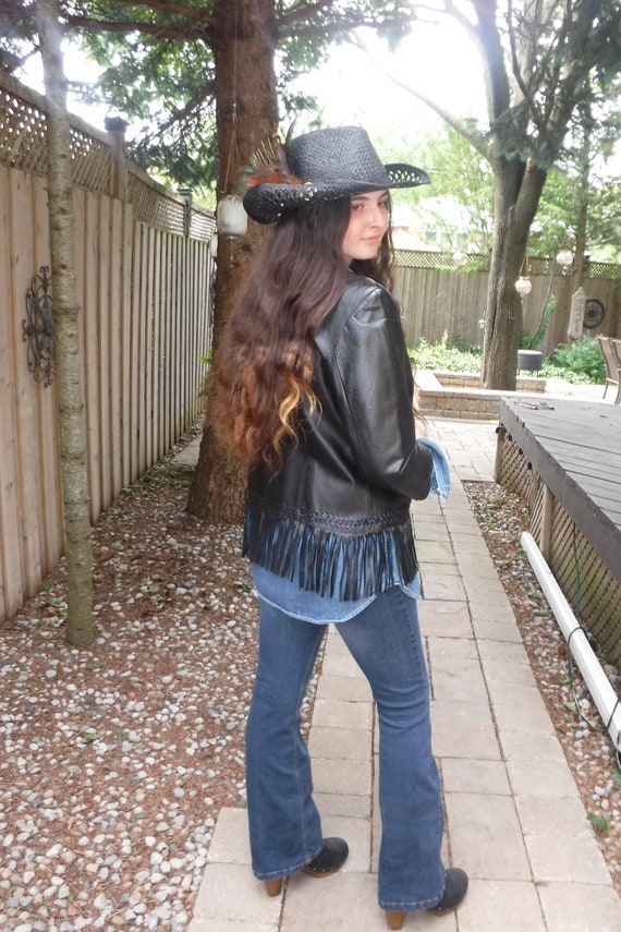 Leather fringe jacket