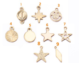 10 PCS Real Gold Plated Brass Charms,Star pendant,Necklace Charms Connector,Earring Bracelet Jewelry Findings MY0407324