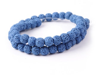 15Inch 6/8/10/12/14mm Natural Lava Beads, Blue Lava Rock Beads, Lava Beads, Jewelry Making