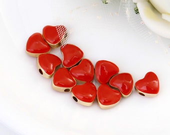 30 pcs Heart Spacer Beads,Brass Gold Plated Beads,Heart Beads for Jewelry Making MY030777