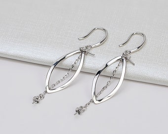 925 Sterling Silver Earring Hook,Silver Earring Posts,Earring Settings Blanks,DIY Pearl Jewelry Earring Mounts