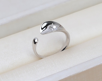 925 Sterling Silver Ring Mounts,Adjustable Ring Setting,Pearl Ring Blank,Silver DIY Pearl Ring Holder Findings