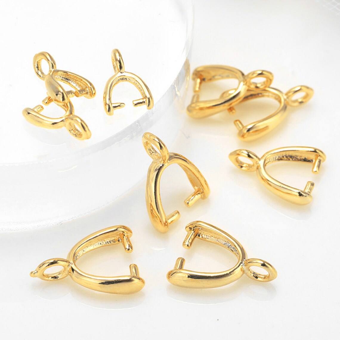20 Pcs Ctype Pinch Bails Pendant Bails Claspgold Plated Etsy