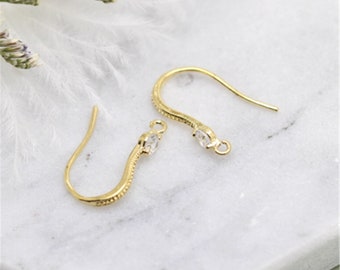 10 Pcs 14k Gold Plated Brass Zircon Earring Studs,CZ Pave Zircon Ear Hooks  XX21090207