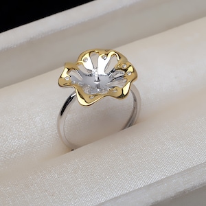 925 Sterling Silber Ring-Einstellungen, Blumen-verstellbare Ring-Fassungen, Perlen-Ring-Rohlinge, DIY Perlen-Ring-Fassungen