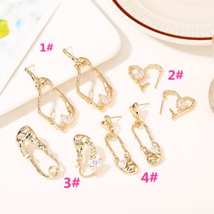 Cubic Zircon 14k Gold Plated Brass Earring Charms,Leverback Earring Hook,Earring Studs,DIY Ear Wire Findings