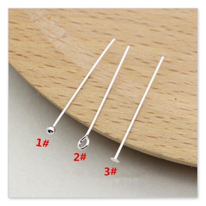 20 pinos de cabeça de bola de prata esterlina 925, pinos de cabeça plana, pinos de olho 25mm/30mm/35mm para fazer jóias yx22020801, 20 peças
