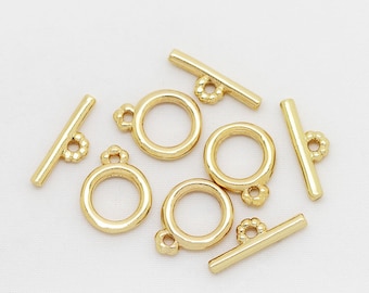 10 Sets Gold Toggle Clasp,T Bar Lock,Bracelet Closures,Toggle Clasps Jewelry Bails  MY0312128