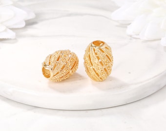 10 pcs Gold Plated Brass Filigree Spacer Beads,Oval Spacer Beads,Gold Beads,DIY Jewelry Accessories