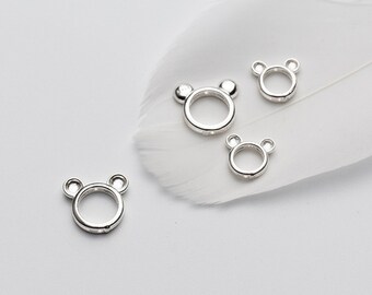 925 Silver Animal Beads Frames, Silver Spacer Beads, Cartoon Sterling Silver Beads, DIY Jewelry Accessories