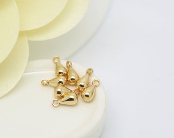 30 Pcs/50 pcs 3x6mm Gold Plated Brass Pendant Charms, Mini Drop Pendant, Teardrop Beads, Gold Drop Beads Findings  MY0404299