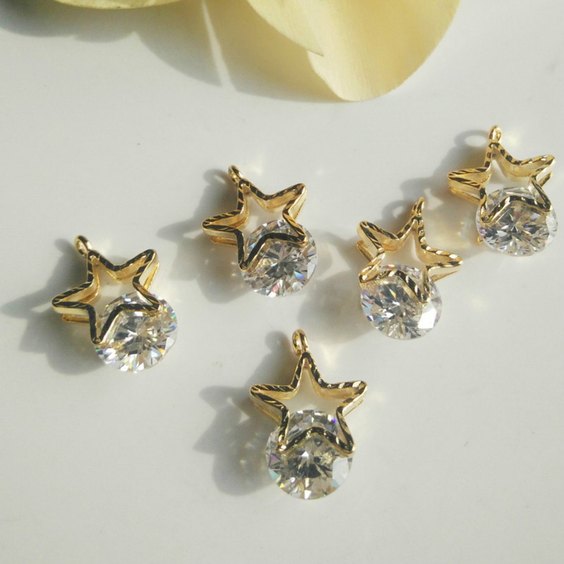 3Pcs 24K Gold plated Cubic Zirconia Star PendantZircon | Etsy