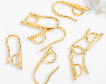 16 pcs 24k Gold Earring hooks,Gold Plated Ear Wires,Supply Jewelry Making Earrings Findings MY0313147