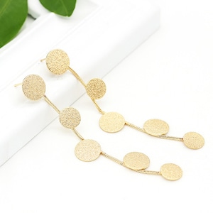 4 stuks oorbellen ketting met schijf kralen, ronde oorbel charms, 14K vergulde stud oorbel met S925 pin ZX21083102