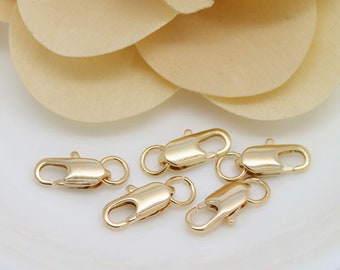 10 pcs Gold Plated brass Lobster Clasps,6×14 mm Lobster Clasp Necklaces, Necklace Clasps,Bracelet Clasp MY0321190