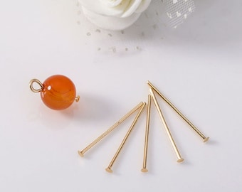 30 piezas de clavijas de cabeza plana de latón chapado en oro calibre 21, pasador de cabeza de plata, pasadores de oro, pasadores planos de oro rosa, 30 mm 45 mm, 0.7 mm T-Pins MY0328216