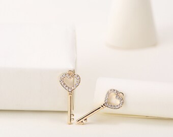 10 pcs CZ Pave Pendant,Key Pave charm,14K Gold Plated Brass Pendants,Cubic Zircon Charms,Necklace Bracelet Findings ZX22022038