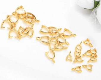 20 Pcs C-type Pinch Bails, Pendant Bails Clasp,Gold Plated Brass Bails Findings for Jewelry Supply,7.5*11mm  MY0311129