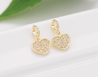 5 pcs CZ Pave Pendant,Heart Pave charm,14K Gold Plated Brass Pendants,Cubic Zircon Charms,Necklace Bracelet Findings ZX22022033