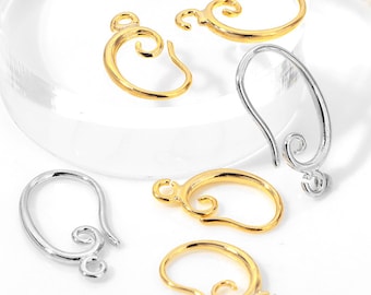 10 Pairs Gold Plated Brass Earring Hooks ,16 × 19mm Ear Wires Hooks,Jewelry Making Earrings Findings MY0402276