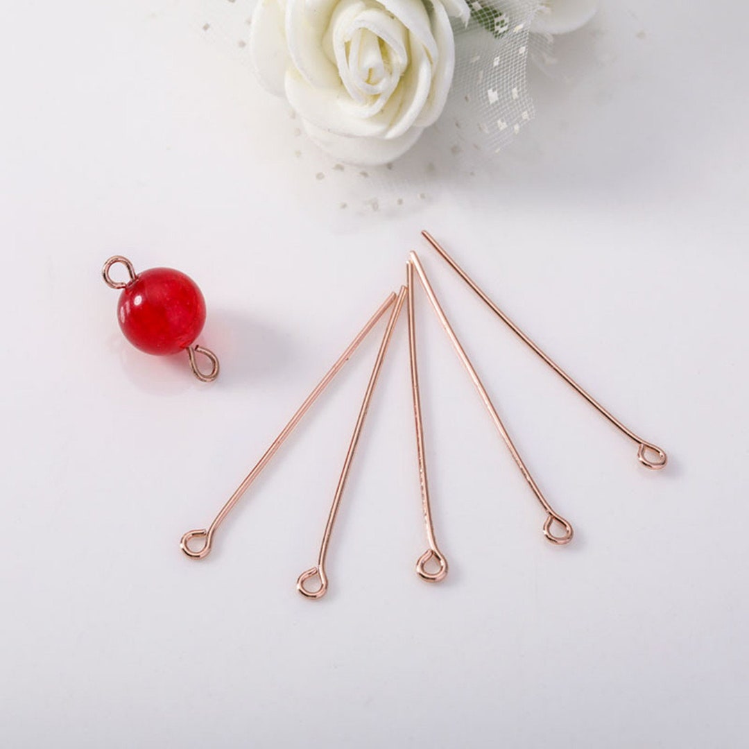50 Pcs 304 Stainless Steel Eyepins Golden Plated 21-Gauge Eye