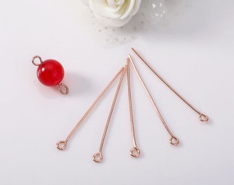 Spille Per Occhi In Ottone - Spilla Per Occhi In Oro Lucido - Spille Per Occhi Per Perle Solide - Ottone Placcato Oro Reale 18 Carati - Forniture Per Gioielli - 50,02x0,7 Mm - RGP3319-50 - Italia - Foto 14