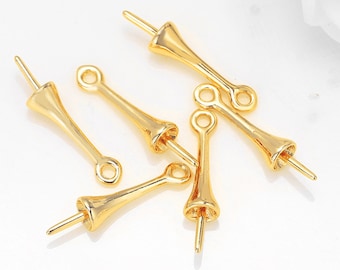 10 pezzi di piolo in ottone placcato oro per perle semiforate, tappi di cauzione peg, fornitura di gioielli all'ingrosso MY0408327