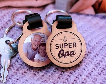 Super Grandpa - personalized keychain with photo, for grandparents, birthday, announcement, grandfather, desired motif, birth, Christmas