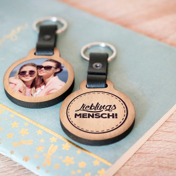 Lieblingsmensch! - Schlüsselanhänger aus Holz mit Foto Geschenk Partner Herzensmensch Beste Freundin Hochzeit Fotogeschenk personalisiert