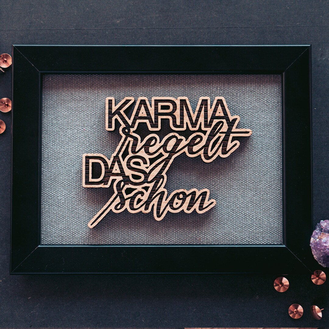 Karma regelt das schon Holz Bilderrahmen mit Spruch als Wanddeko