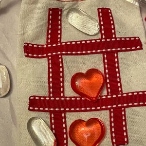 Tic Tac Toe Travel Game Red White Hearts Love With Carry Bag New