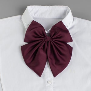Burgundy Silk Bow Tie Necklace: Adjustable Necktie for Women or Men