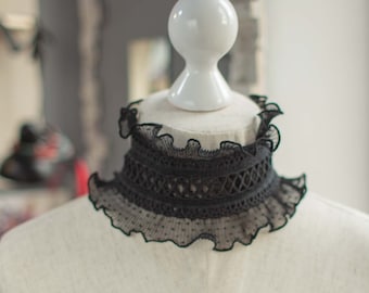 Black lace collar, Gothic collar, choker collar necklace, Adjustable choker , choker collar for women, Victorian detachable choker