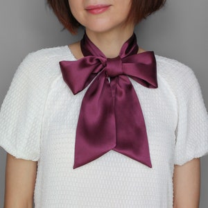 Burgundy Silk Scarf: Skinny Choker, Hair Bow, Dressy Necktie
