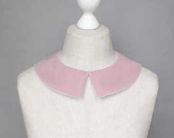 Pink velvet collar, Detachable collar, Peter Pan collar, Collar velvet for women, Fake collar, bib collar, Dickie collar