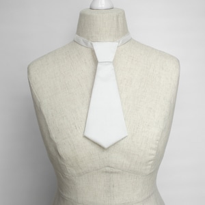 White womens neck tie  Silk necktie necklace Skinny tie