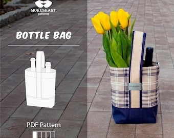 Wine Bottle Tote Sewing Pattern: Two-Bottle Bag (PDF Pattern A4/Letter/A1)