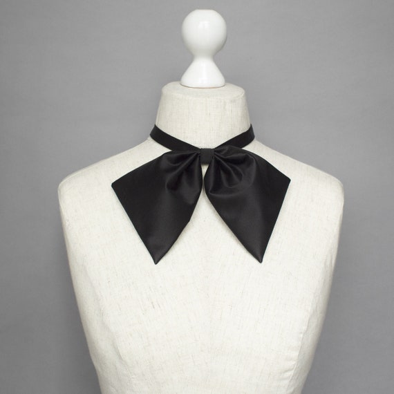 100% Black Silk Bow Tie for Women Silk Choker Bow Necklace - Etsy