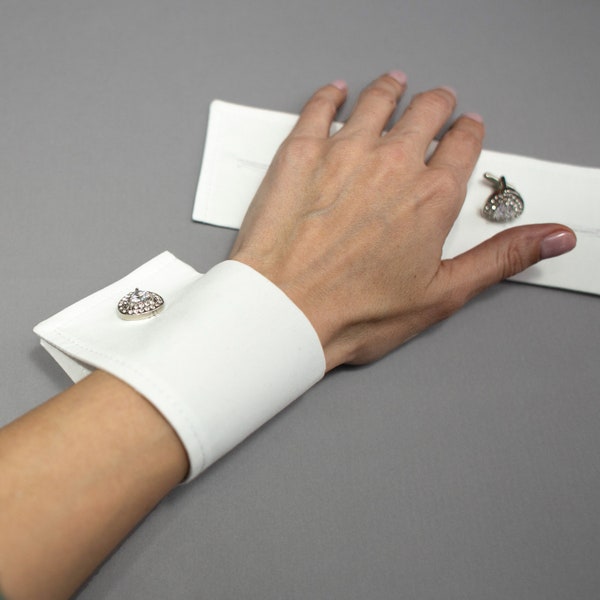 Detachable white cuffs, Fabric wrist cuff, Wrist cuff, Wrist cuff for cufflinks, Classic wrist cuffs, White cuff for women or men