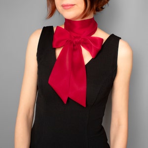 Red Mulberry Silk Scarf: Long Handmade Scarf, Lightweight Smooth Texture