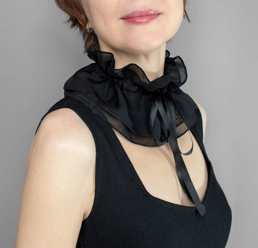 Neck Riff Black Pleated Neck Ruff: Adjustable Lace Collar - Etsy