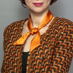 Orange Mulberry Silk Scarf: Handmade Neck Scarf